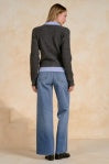 Elan | Sweater Cardigan Top in Charcoal Blue