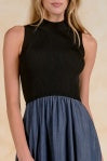 Elan | Maxi Mock Neck Sweater Dress in Navy/Black Combo