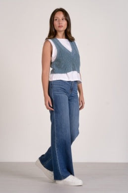 Elan | 2 Sweater Sleeveless Layered Top