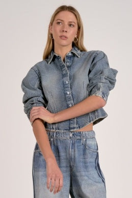 Denim Puff Sleeve Top