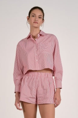 Stripe Elastic Waistband Short