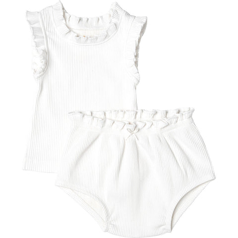 Pink Chicken | Baby Girls Organic Ruffle Rib Set