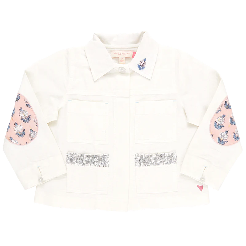 Pink Chicken: Girls Wylie Jacket - White