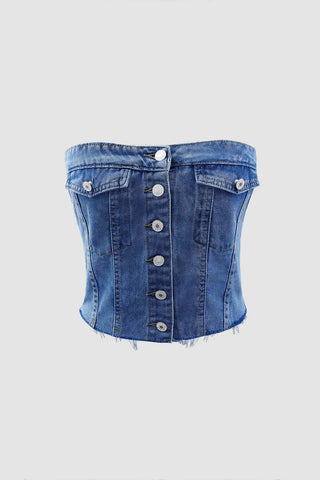 *Wrapped Denim Corset Top Vest