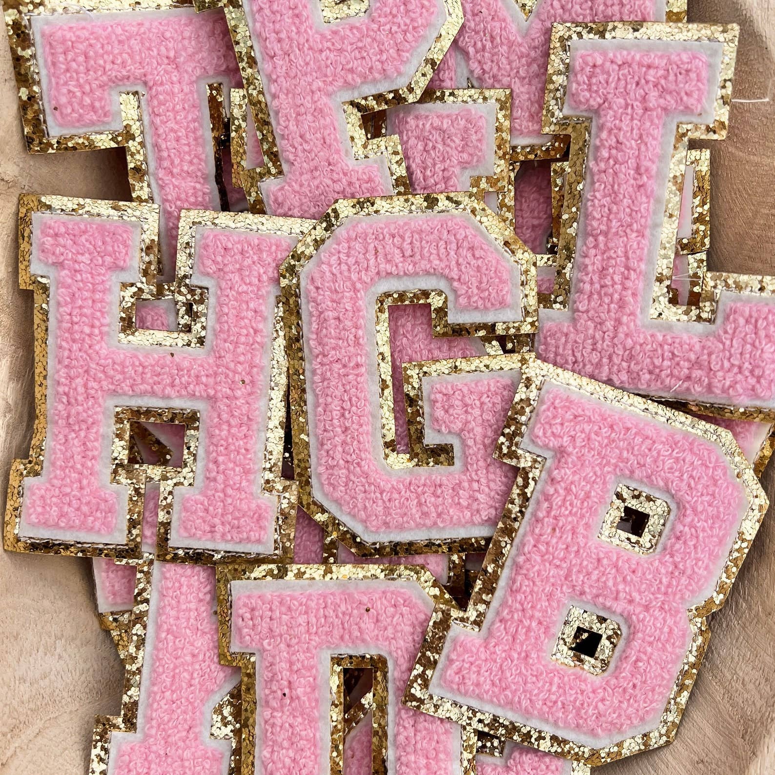 Pink Chenille Patch Letters