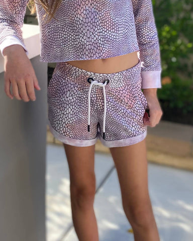 *Drawstring Snake Print Short