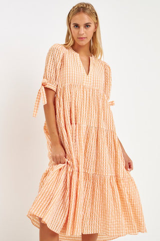 *Gingham Tiered Midi Dress