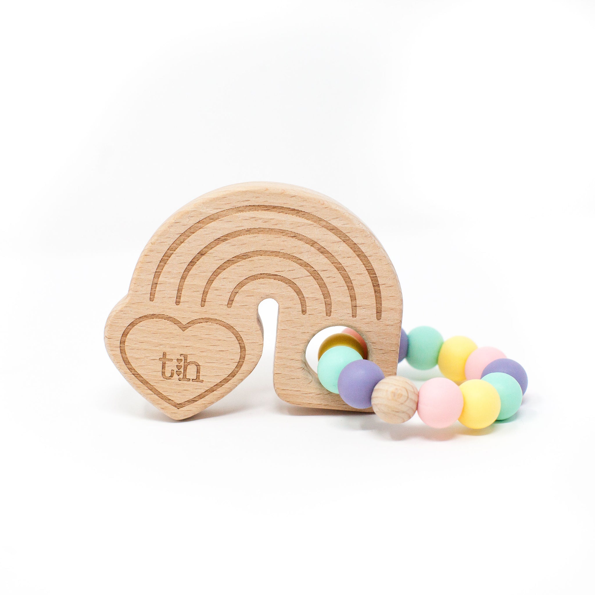 Three Hearts | Rainbow Teething Rattle