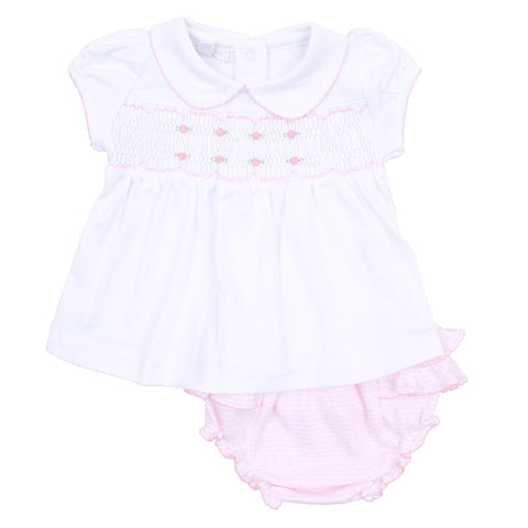 Jillian and Jacob's Classics Pink Smocked Collared Diaper Set - This Little Piggy
