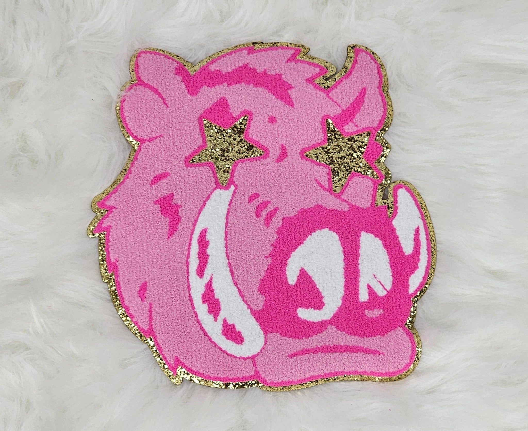 Preppy Hot Pink Razorback Boar Mascot with Star Eyes Large