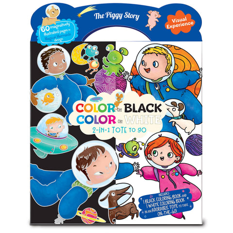 Color on Black, Color on White 2-in-1 Tote Space Adventure - This Little Piggy