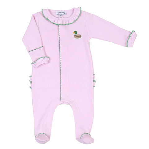 Tiny Mallard Embroidered Ruffle Footie - This Little Piggy