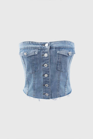 *Wrapped Denim Corset Top Vest