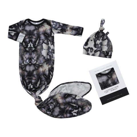 *Mystic Tie-Dye Bamboo Knotted Newborn Gown + Hat Set