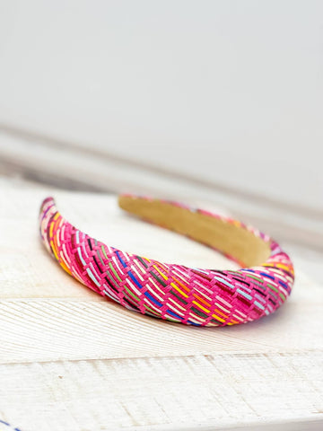 Rainbow Woven Raffia Padded Headbands - This Little Piggy