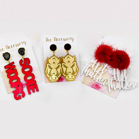 *Tailgate Arkansas Razorbacks Earrings