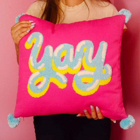 *Square Hook Pillow - Yay