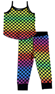 *Rainbow Checker Bamboo Thermal Set