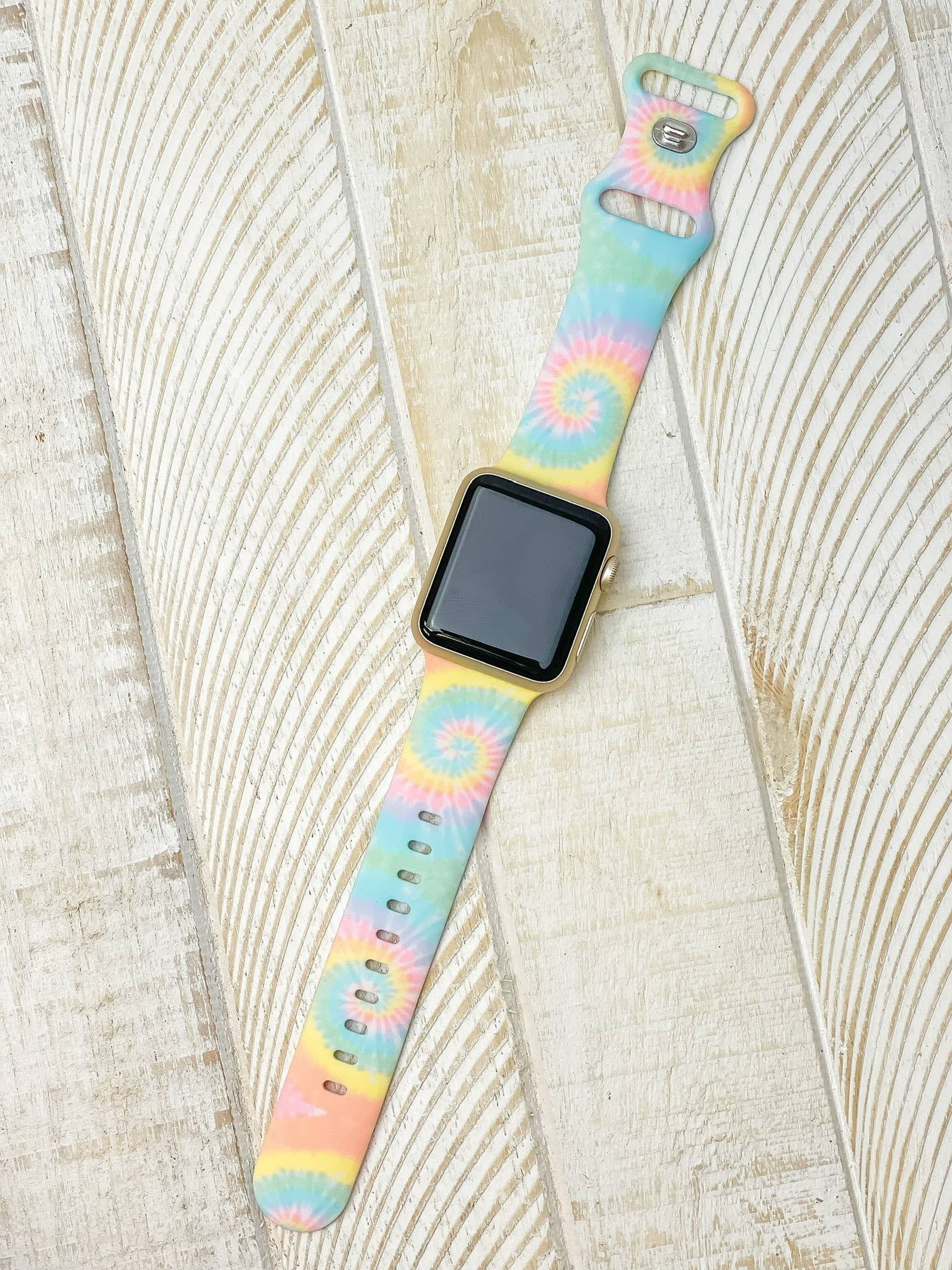 Summer Tie Dye Printed Silicone Smart Watch Band - One Size