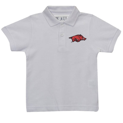 *Arkansas Razorbacks Embroidered Short Sleeve White Polo Box