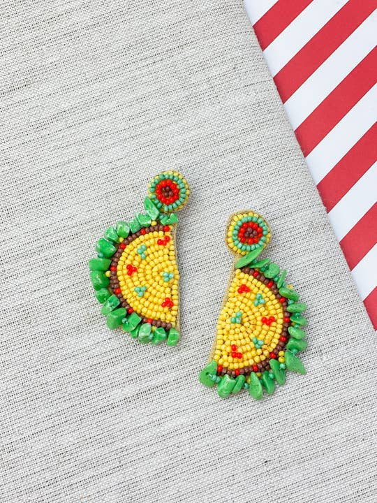 Taco Beaded Dangle Earrings
