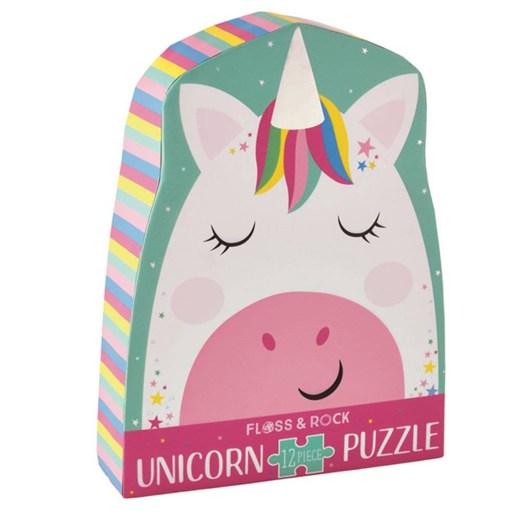 *Rainbow Unicorn 12pc Shaped Jigsaw with Shaped Box