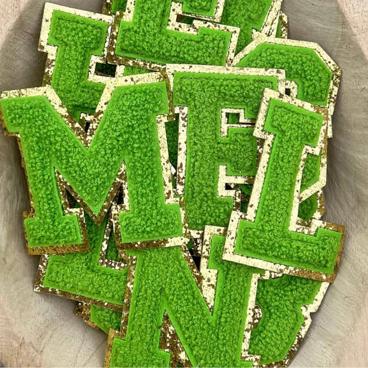 Green Chenille Patch Letters