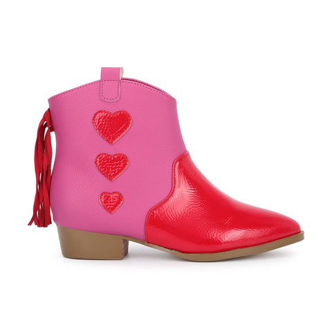 Miss Dallas Heart Western Cowgirl Boot in Pink/Red: Pink/Red
