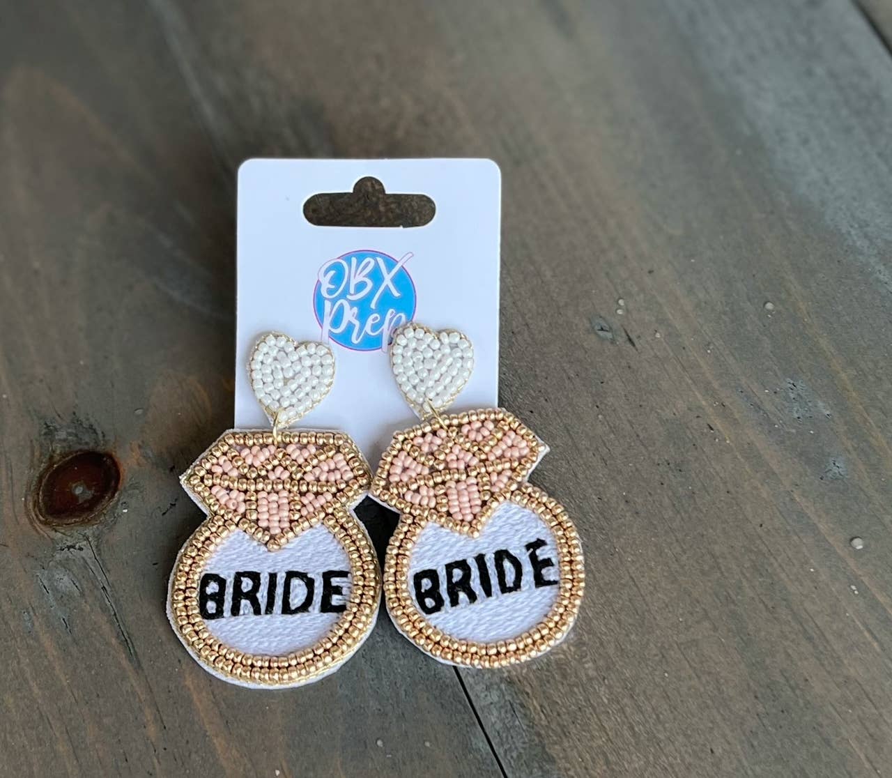 Bride Ring Handmade Seed Beaded Drop Earrings