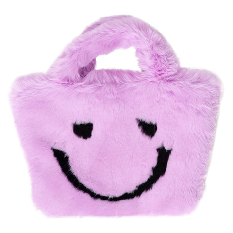 Faux Fur Fuzzy Smiley Face Purses for Kids