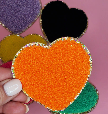 Chenille Heart  ~ Orange - This Little Piggy